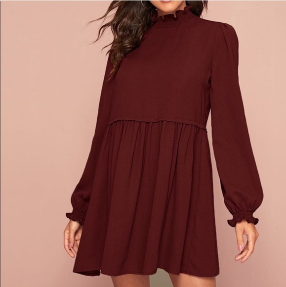 SHEIN Dresses & Skirts - SHEIN MOCK NECK LONG SLEEVES SMOCK DRESS